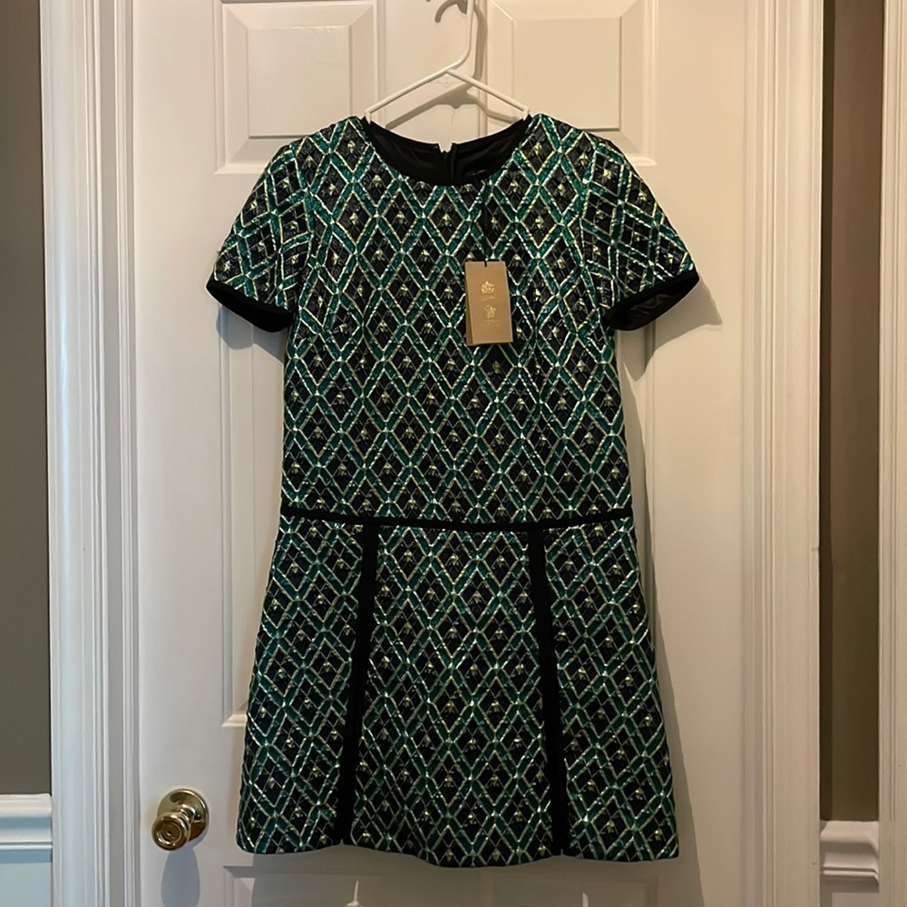 NWT Burberry Metallic Geometric Shift Dress Size 4